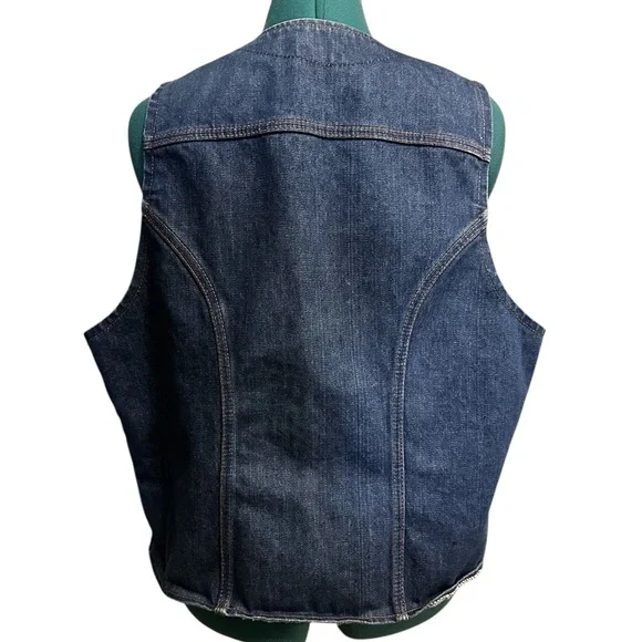 VTG Wrangler Denim Vest No Fault 70s 80s Made In USA Cowboy Western Sz XL - Picture 4 of 12